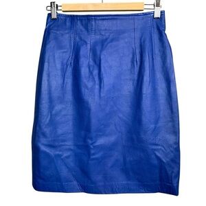 Cedars Womens Vintage Leather Pencil Skirt 8 Blue Office Party Cowgirl